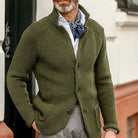 Men's cardigan blazer featuring a button front and stand collar, made from waffle-knit acrylic for a relaxed fit, perfect for casual or semi-formal occasions 3
