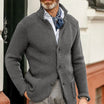 Men's cardigan blazer featuring a button front and stand collar, made from waffle-knit acrylic for a relaxed fit, perfect for casual or semi-formal occasions 4