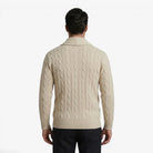 Men's cardigan with button closure, featuring a soft knit warm layer perfect for autumn and winter, showcasing a classic cable knit design. 5