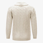 Men's cardigan with button closure, featuring a soft knit warm layer perfect for autumn and winter, showcasing a classic cable knit design. 7