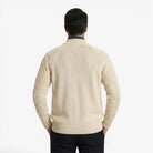 Men's black wool cardigan featuring a warm cable knit design and button closure, perfect for autumn and winter layering. 5