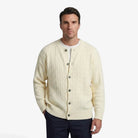 Men's cardigan featuring a button closure and cable knit design, designed for a casual loose fit, perfect for timeless knitwear styling. 9