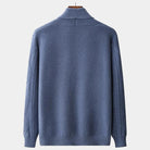 Men's classic fit cardigan made from soft merino wool featuring a button placket, ideal for versatile layering in casual or formal settings. 4