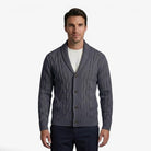 Men's cardigan featuring a stylish cable knit design, made from soft knit fabric, perfect for versatile layering in multiple colors. 4
