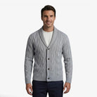 Men's cardigan featuring a stylish cable knit design, made from soft knit fabric, perfect for versatile layering in multiple colors. 6