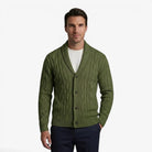 Men's cardigan featuring a stylish cable knit design, made from soft knit fabric, perfect for versatile layering in multiple colors. 9