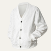 Men's V-Neck Cardigan with Button Front in soft cable knit, perfect for a cozy fit, available in black, grey, and white. 2