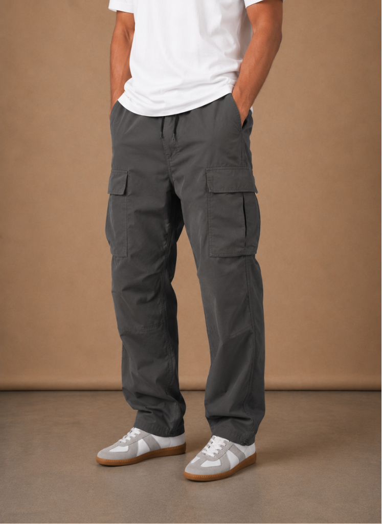 Men's cargo pants featuring utility pockets and a relaxed fit, designed for comfort and versatility, perfect for casual outings and outdoor activities. 0