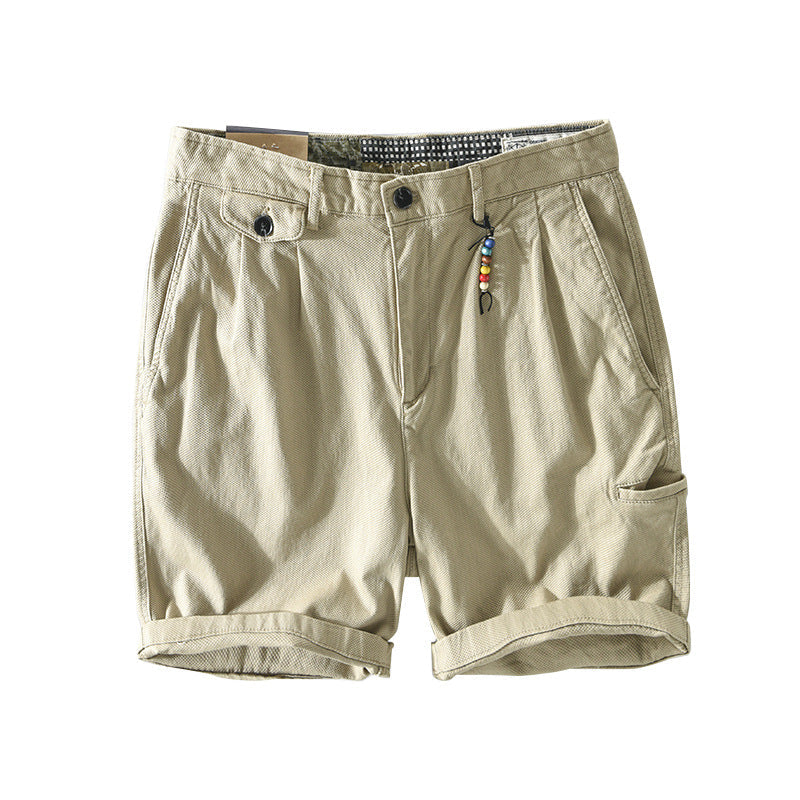 Men's cargo shorts featuring spacious pockets, made from lightweight breathable cotton, perfect for summer casual wear. 0