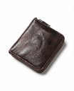 Men's cowhide leather zip wallet featuring a slim profile, durable design, and compact size, perfect for everyday use. 0