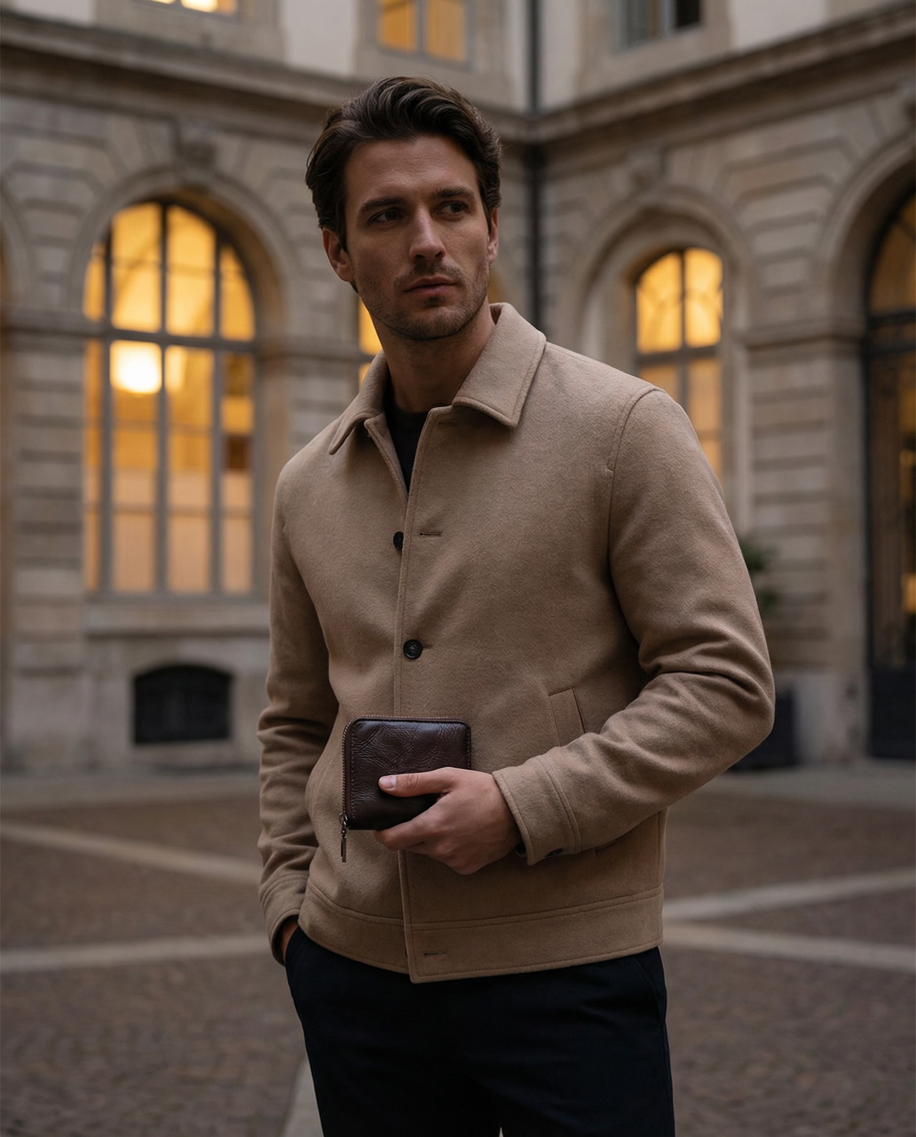 Men's cowhide leather zip wallet featuring a slim profile, durable design, and compact size, perfect for everyday use. 3