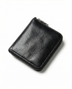 Men's cowhide leather zip wallet featuring a slim profile, durable design, and compact size, perfect for everyday use. 8
