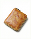 Men's cowhide leather zip wallet featuring a slim profile, durable design, and compact size, perfect for everyday use. 9