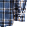 Men's flannel shirt in soft blue check pattern featuring a jersey hood and adjustable drawstring, perfect for casual wear. 5