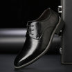 Men's black lace-up dress shoes featuring a comfortable fit and timeless design, perfect for formal occasions and professional settings. 0