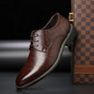 Men's black lace-up dress shoes featuring a comfortable fit and timeless design, perfect for formal occasions and professional settings. 1
