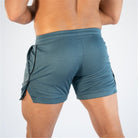 Men's mid waist polyester gym shorts featuring a drawstring closure for a comfortable fit, perfect for athletic activities and workouts. 5