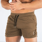 Men's mid waist polyester gym shorts featuring a drawstring closure for a comfortable fit, perfect for athletic activities and workouts. 6