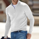 Men's half zip sweater featuring breathable fabric and a stand-up collar, designed for a regular fit and perfect for versatile layering. 2