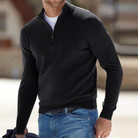 Men's half zip sweater featuring breathable fabric and a stand-up collar, designed for a regular fit and perfect for versatile layering. 5