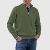 Men's half zip sweater featuring a tailored fit, designed for all-season wear with pilling-resistant knit fabric, perfect for a stylish and comfortable look. 3