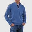 Men's half zip sweater featuring a tailored fit, designed for all-season wear with pilling-resistant knit fabric, perfect for a stylish and comfortable look. 5