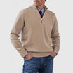 Men's half zip sweater featuring a tailored fit, designed for all-season wear with pilling-resistant knit fabric, perfect for a stylish and comfortable look. 6