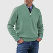 Men's half zip sweater featuring a tailored fit, designed for all-season wear with pilling-resistant knit fabric, perfect for a stylish and comfortable look. 8