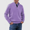 Men's half zip sweater featuring a tailored fit, designed for all-season wear with pilling-resistant knit fabric, perfect for a stylish and comfortable look. 9