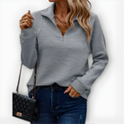 Men's half zip sweatshirt made from soft, breathable fabric; lightweight autumn pullover ideal for casual wear and layering. 3
