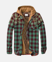 Men's hooded flannel overshirt with quilted lining, perfect for casual layering in cool weather. 2