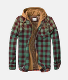 Men's hooded flannel overshirt with quilted lining, perfect for casual layering in cool weather. 2