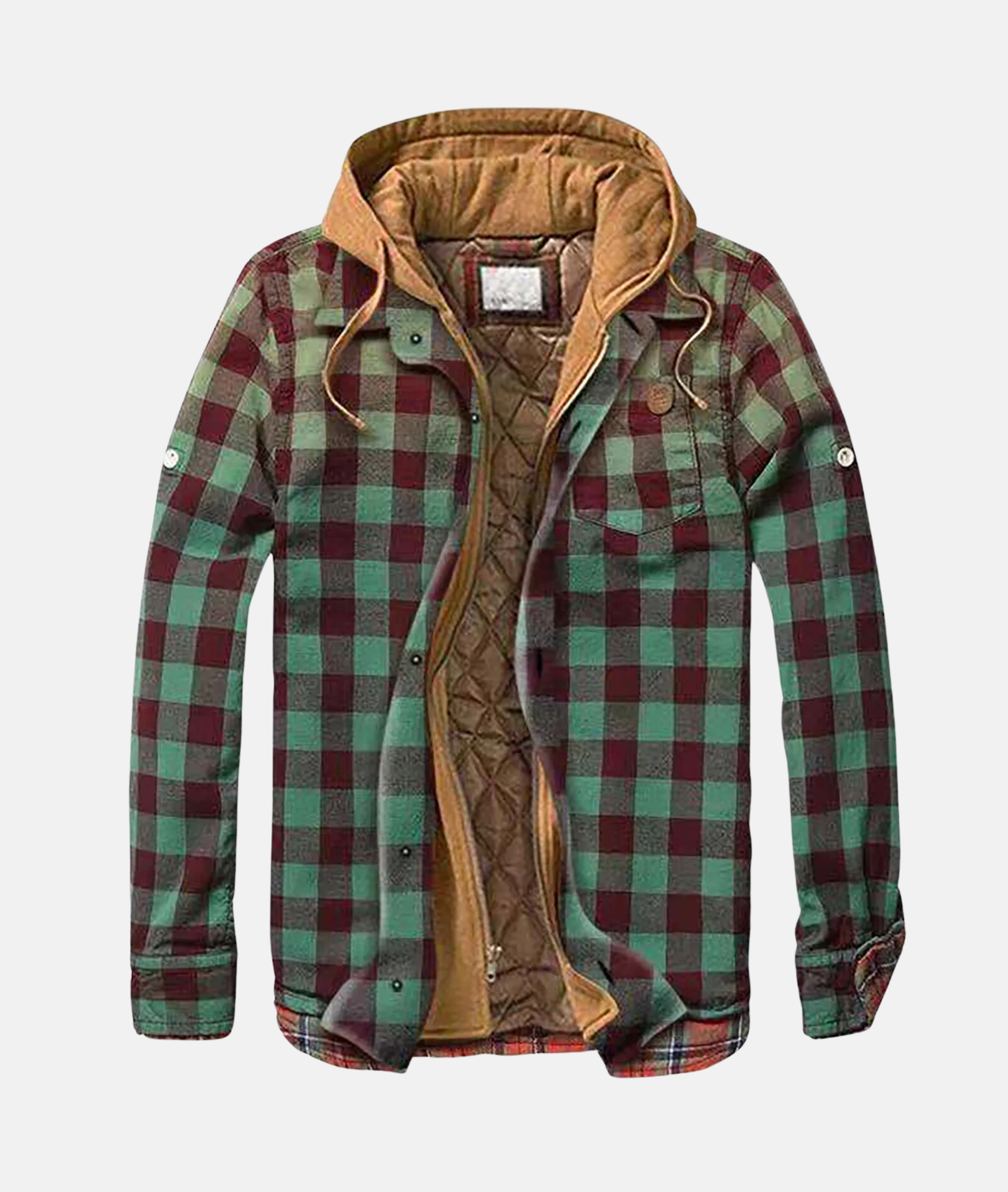 Men's hooded flannel overshirt with quilted lining, perfect for casual layering in cool weather. 2