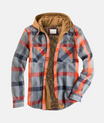 Men's hooded flannel overshirt with quilted lining, perfect for casual layering in cool weather. 3