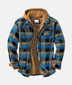 Men's hooded flannel overshirt with quilted lining, perfect for casual layering in cool weather. 4