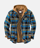 Men's hooded flannel overshirt with quilted lining, perfect for casual layering in cool weather. 4