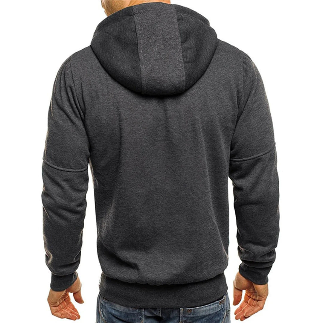 Men's hoodie featuring a full-length zipper, crafted from soft breathable fabric, designed for a casual relaxed fit, perfect for everyday wear. 5