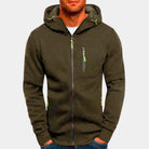 Men's hoodie featuring a full-length zipper, crafted from soft breathable fabric, designed for a casual relaxed fit, perfect for everyday wear. 9