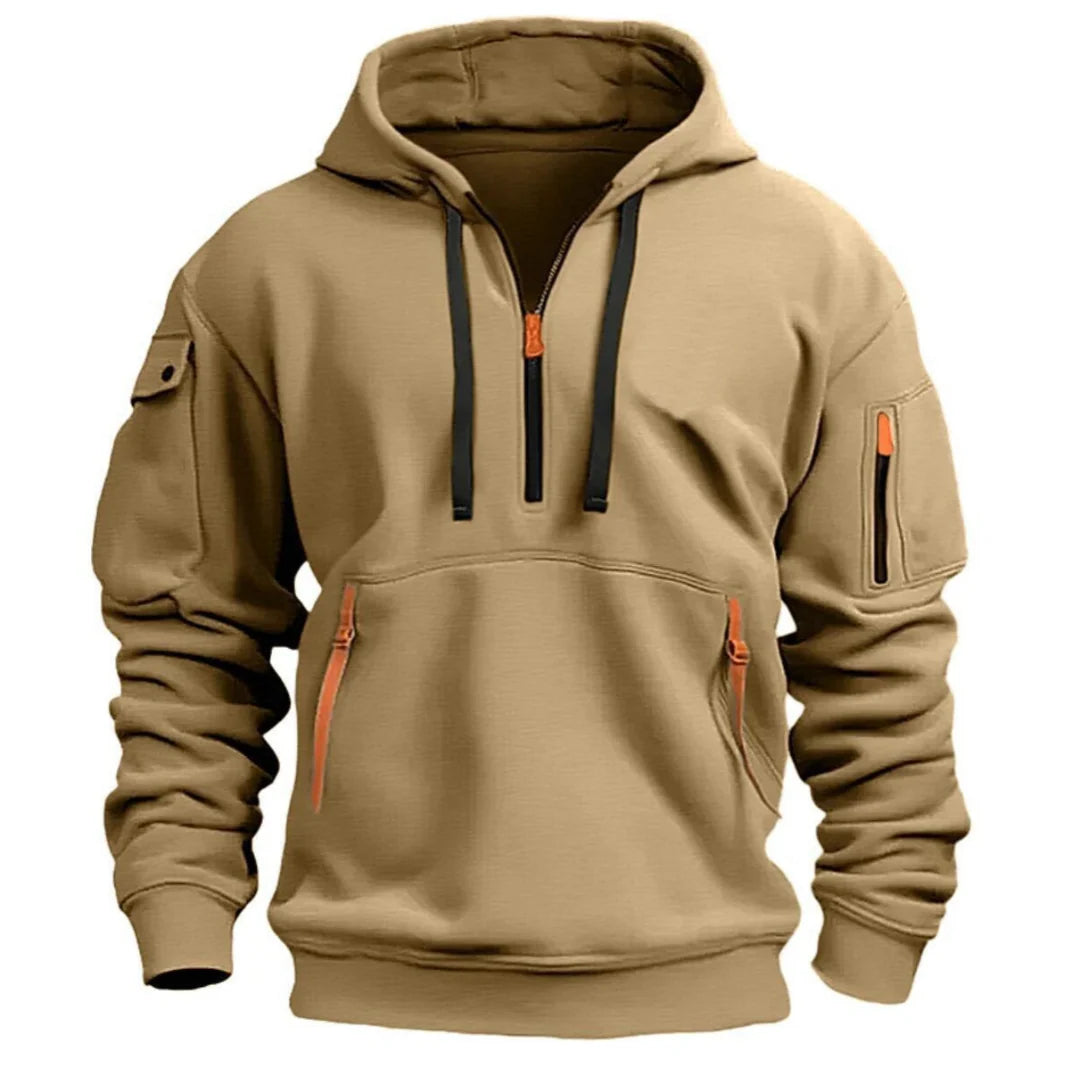 Men's hoodie featuring zipper pockets and soft, cozy fabric, designed for modern casual wear, perfect for everyday activities. 3