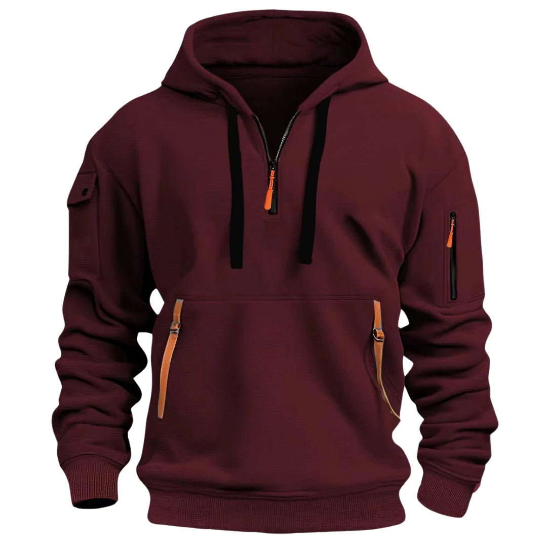Men's hoodie featuring zipper pockets and soft, cozy fabric, designed for modern casual wear, perfect for everyday activities. 5