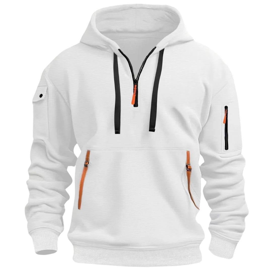 Men's hoodie featuring zipper pockets and soft, cozy fabric, designed for modern casual wear, perfect for everyday activities. 6