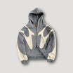 Men's black hoodie with zipper featuring a bold flame pattern, perfect for trendy streetwear and casual outings. 2