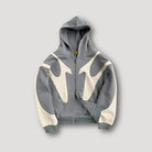 Men's black hoodie with zipper featuring a bold flame pattern, perfect for trendy streetwear and casual outings. 2