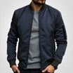 Men's insulated bomber jacket featuring a zip pocket, designed for winter warmth with a classic flight coat style. 1