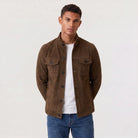 Men's jacket featuring a button closure and stand-up collar, designed in a synthetic suede-look with a regular fit, perfect for a stylish and comfortable look 2