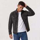 Men's jacket featuring a button closure and stand-up collar, designed in a synthetic suede-look with a regular fit, perfect for a stylish and comfortable look 3