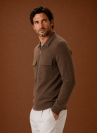 Men's premium knit smart casual overshirt featuring a full-zip closure and chest pockets, ideal for stylish layering in any season. 7