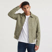 Men's jacket featuring a full zip closure and point collar, designed in a casual suede-look style made from synthetic fabric, perfect for versatile everyday wear. 0