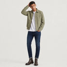 Men's jacket featuring a full zip closure and point collar, designed in a casual suede-look style made from synthetic fabric, perfect for versatile everyday wear. 2