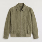 Men's jacket featuring a full zip closure and point collar, designed in a casual suede-look style made from synthetic fabric, perfect for versatile everyday wear. 5